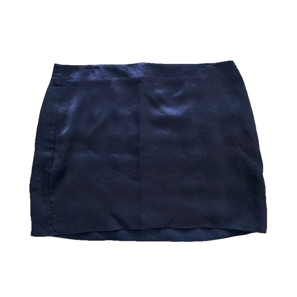 Babaton Aritzia Satin Slip Mini Skirt Navy Blue Womens Size 8 Sexy Classic